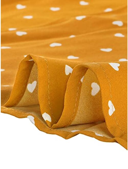 Allegra K Women's Flowy A-Line Print Elastic Waist Valentine's Day Midi Skirt