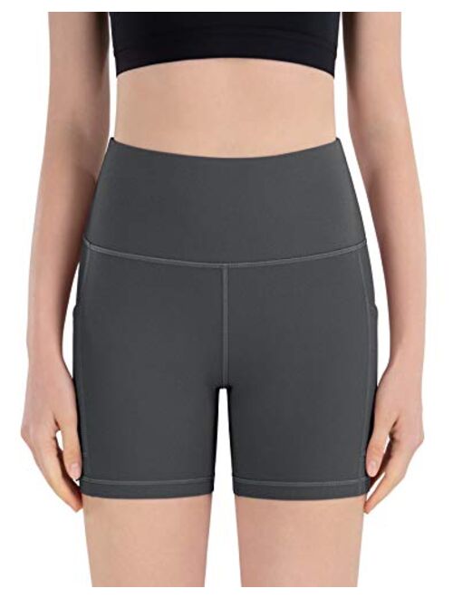 iKeep Women's High Waist Yoga Shorts 8" /5" /2" Workout Running Shorts with Pockets for Women