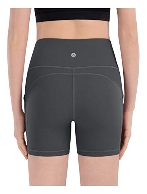 iKeep Women's High Waist Yoga Shorts 8" /5" /2" Workout Running Shorts with Pockets for Women
