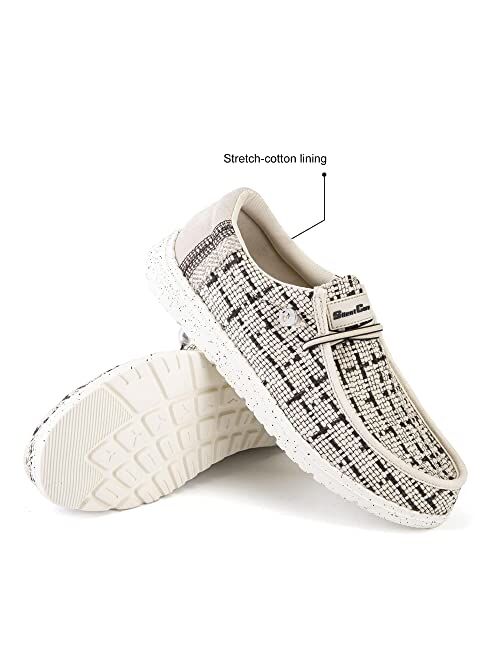 SILENTCARE Men's Casual Slip-on Stretch Loafers Canvas Fashion Lightweight Comfortable Walking Shoes