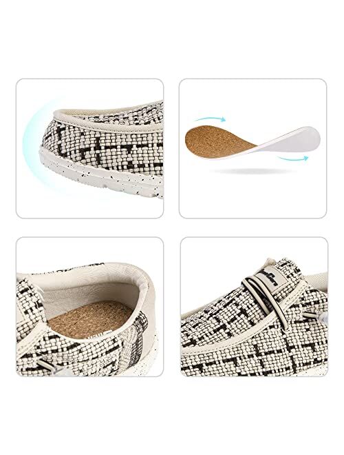 SILENTCARE Men's Casual Slip-on Stretch Loafers Canvas Fashion Lightweight Comfortable Walking Shoes