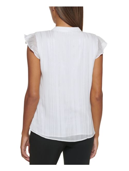Calvin Klein Metallic Stripe Cap Sleeve Blouse
