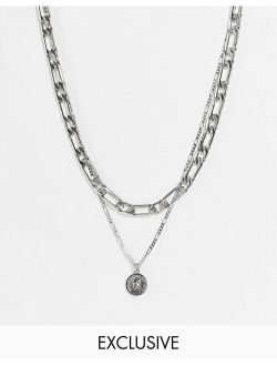 Inspired necklaces with chunky chain and St Christopher pendant in silver