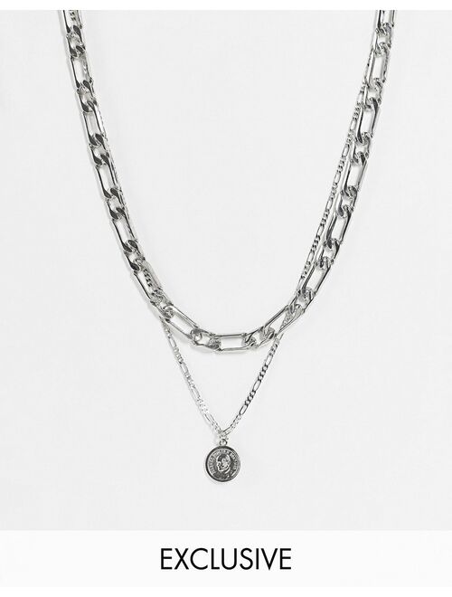 Reclaimed Vintage Inspired necklaces with chunky chain and St Christopher pendant in silver