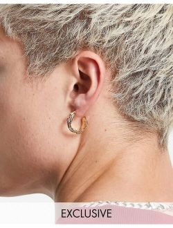 Inspired warped chain hoop earrings in gold