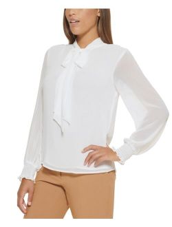 Long Sleeve Tie Front Blouse