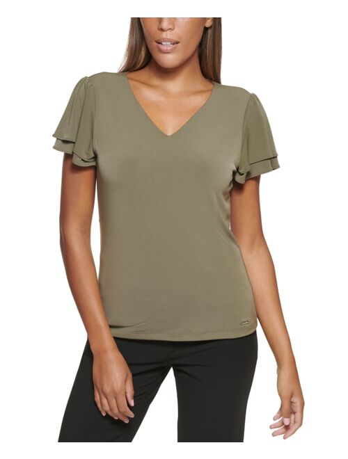 Calvin Klein Petite Tiered-Sleeve Top