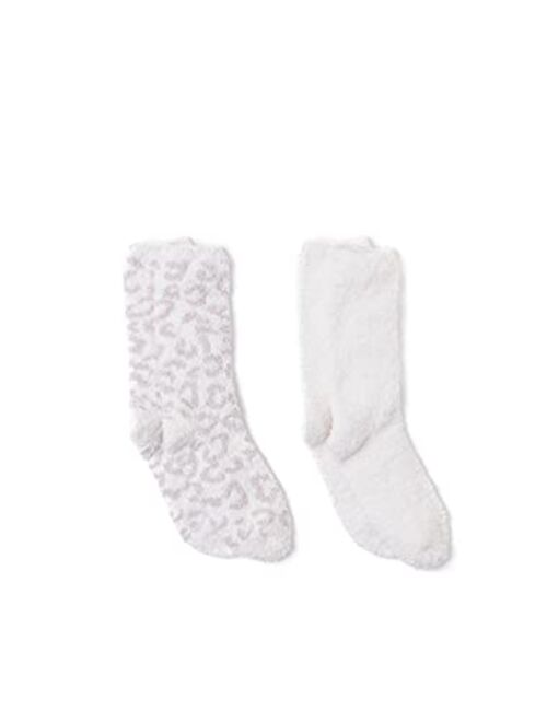 Barefoot Dreams CozyChic Women’s Barefoot in the Wild 2 Pair Sock Set-Crew Socks Plush Socks, Loungewear
