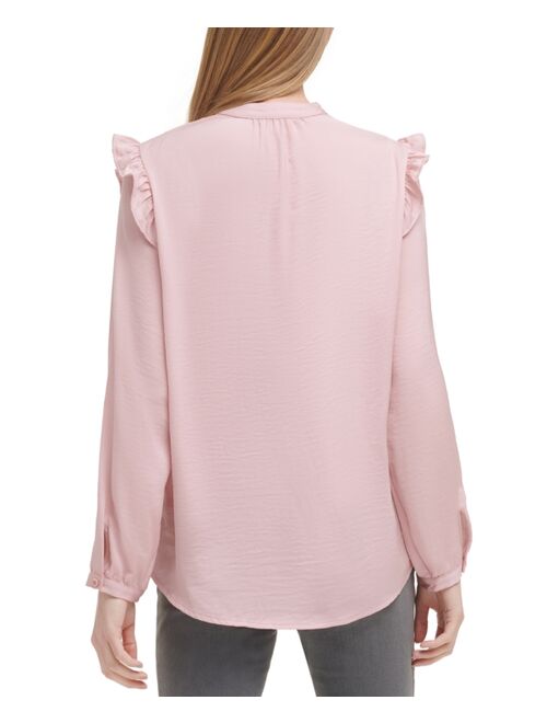 Calvin Klein Jeans Ruffle Shoulder Button-Front Blouse