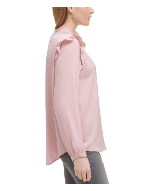 Calvin Klein Jeans Ruffle Shoulder Button-Front Blouse