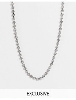 inspired unisex short necklace with y2k crystals in silver