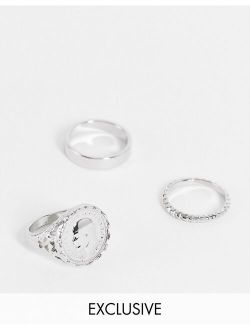 inspired ultimate coin and band rings in silver 3 pack