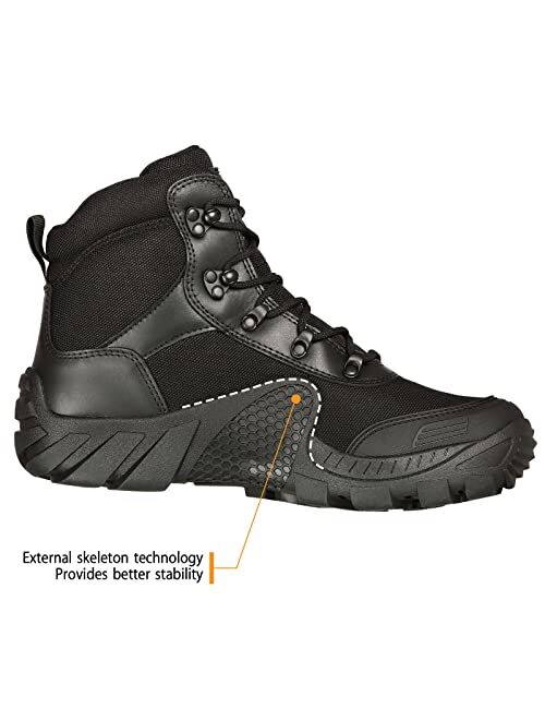 FREE SOLDIER Men's Waterproof Hiking Boots Tactical Work Boots Outdoor Lightweight Military Boots