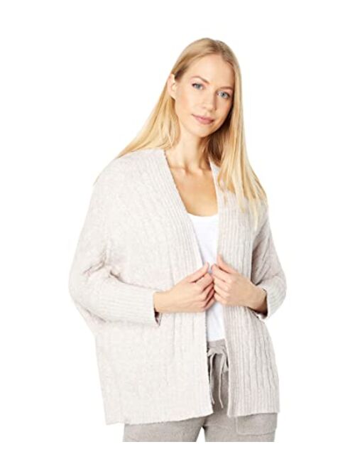 Barefoot Dreams CozyChic Lite Cable Shrug,Women 3/4 Sleeve Cardi, Open Front Oversized Sweaters