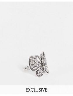 inspired unisex y2k butterfly ring in silver