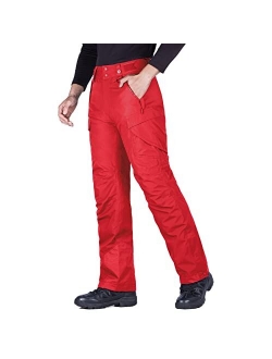 Men's Waterproof Snow Insulated Pants Warm Winter Ski Snowboard Pants with Zipper Pockets