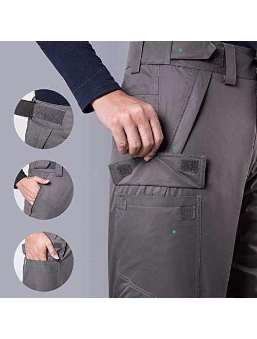 FREE SOLDIER Men's Waterproof Snow Insulated Pants Warm Winter Ski Snowboard Pants with Zipper Pockets