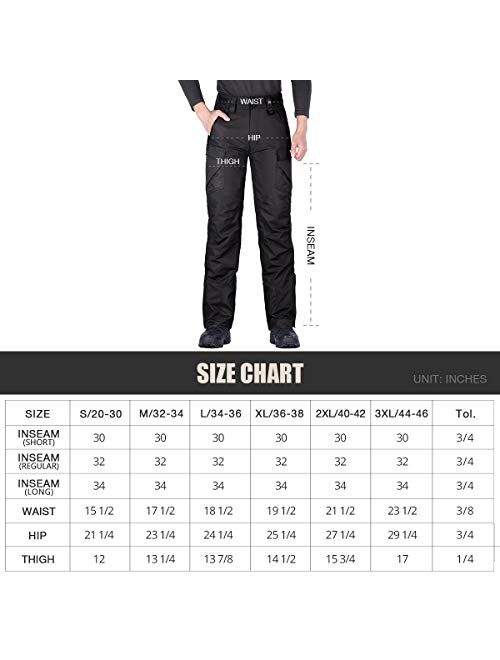 FREE SOLDIER Men's Waterproof Snow Insulated Pants Warm Winter Ski Snowboard Pants with Zipper Pockets