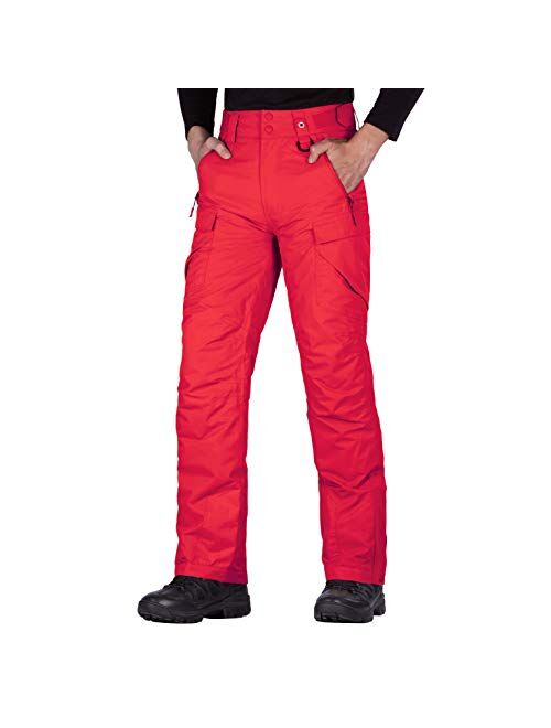 FREE SOLDIER Men's Waterproof Snow Insulated Pants Winter Skiing Snowboarding Pants with Zipper Pockets