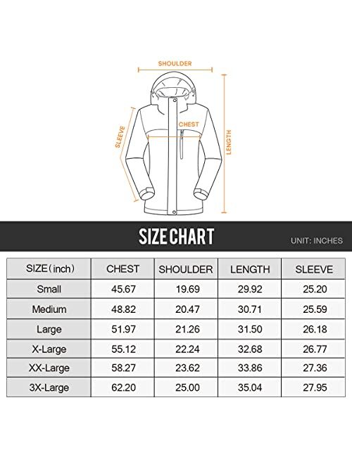 FREE SOLDIER Men's Waterproof Ski Jackets Warm Winter Coats for Men Mountain Windproof Hooded Snow Coat Windbreaker Raincoat
