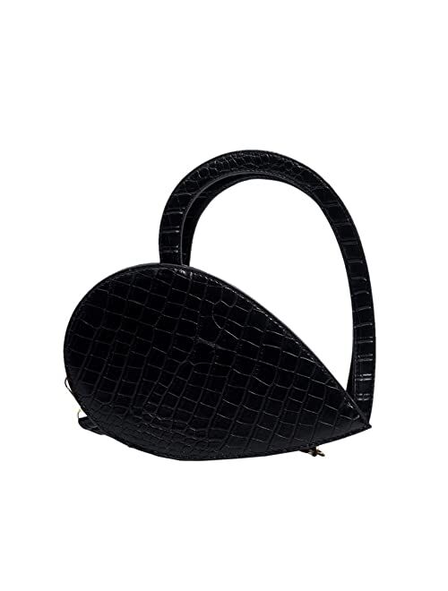 Loobn Heart Shape Crossbody Bags For Women Love Heart Shape Handbag Alligator Crocodile Pattern Crossbody Bags For Girls