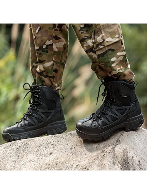 FREE SOLDIER Men's Tactical Waterproof Lightweight Hiking Boots Military Combat Boots Work Boots
