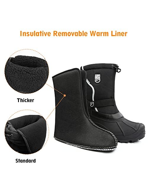 FREE SOLDIER Mens Snow Boots Insulated Waterproof Winter Shoes Nonslip Outdoor Footwear with Removable Lining