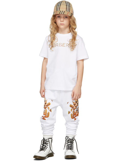 Burberry Kids White Embroidered Logo T-Shirt