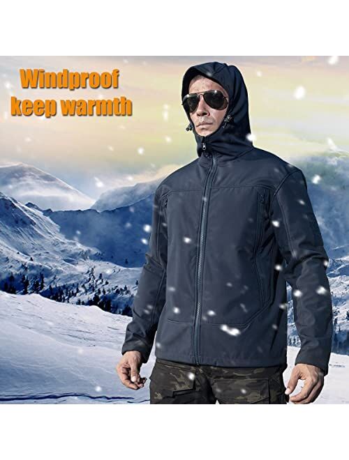 FREE SOLDIER Tactical Men's Jacket Military Fleece Hoodie Windproof Warm Softshell Jacket for Camping Hiking