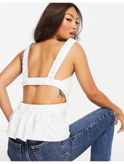 square neck cami with elastic open back detail in ivory