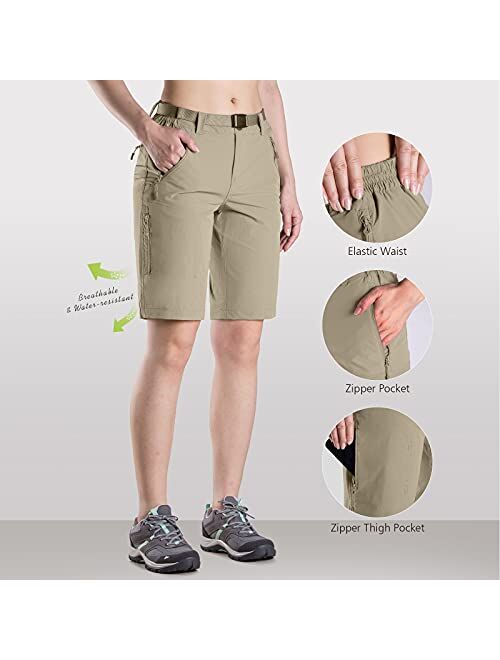 FREE SOLDIER Women's Hiking Cargo Shorts UPF 50+ Outdoor Quick Dry Nylon Shorts with Belt