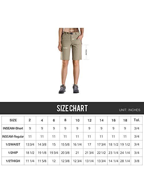 FREE SOLDIER Women's Hiking Cargo Shorts UPF 50+ Outdoor Quick Dry Nylon Shorts with Belt