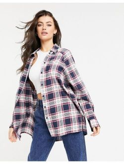 boyfriend shirt in navy and red check
