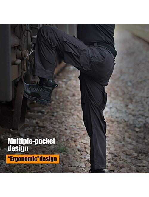 FREE SOLDIER Men's Outdoor Tactical Pants Ripstop Military Combat EDC Cargo Pants Lightweight Hiking Work Pants