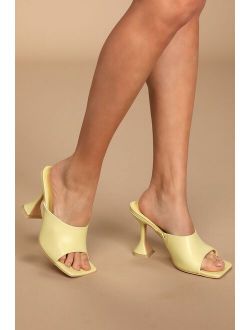 Runiah Yellow Square Toe High Heel Slide Sandals