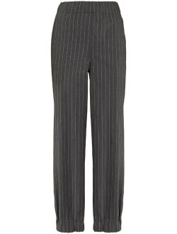 pinstripe elasticated-waist trousers