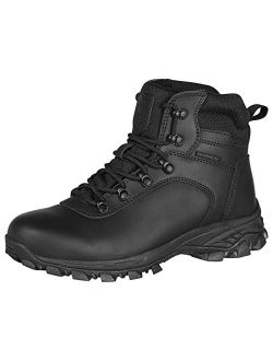 Men's Waterproof Hiking Boots Mid Ankle Leather Work Boots Durable Non-Slip Hiking Shoes