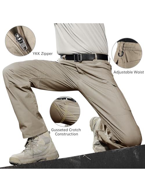 FREE SOLDIER Men's Water Resistant Pants Relaxed Fit Tactical Combat Army Cargo Work Pants with Multi Pocket