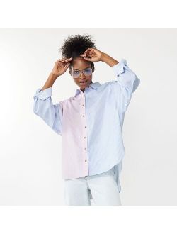 Juniors' SO® Mixed Stripe Oversized Button Down Shirt