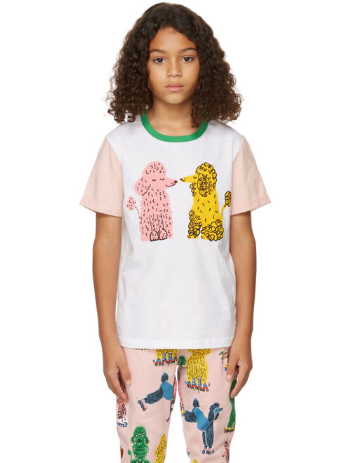 Stella McCartney Kids White & Pink Love Poodles T-Shirt