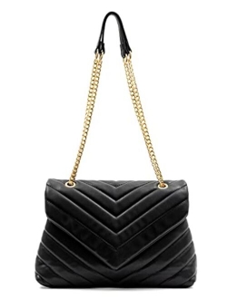 Womens Fashion Crossbody Bags Lightweight Adjustable Chain Strap Quilted Designer Handbags Shoulder Bag