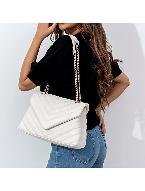 PRETTYGARDEN Women’s Fashion Crossbody Bags Lightweight Adjustable Chain Strap Quilted Designer Handbags Shoulder Bag