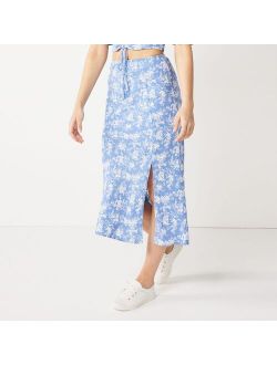 Juniors' SO® Pull-On Front Slit Midi Skirt