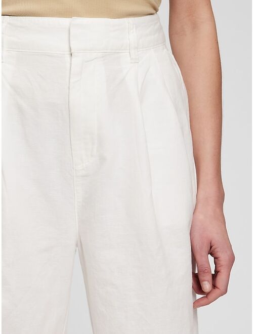 GAP High Rise Linen Pleated Wide Leg Pants with Washwell