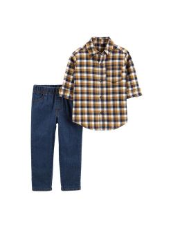 Toddler Boy Carter's 2-Piece Plaid Button-Front Shirt & Jean Set