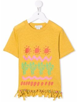 Kids graphic-print bead-detailed T-shirt