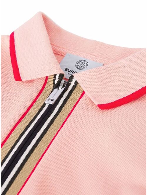 Burberry Kids Icon Stripe zip-front polo shirt dress