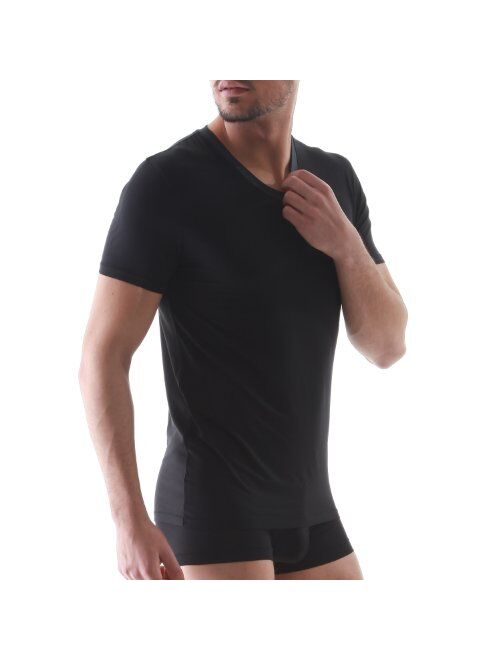 DAVID ARCHY Men's Undershirts Soft Micro Modal V-Neck Breathable T-Shirts 3 Pack