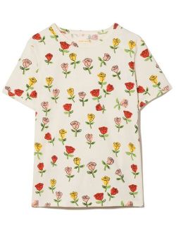 rose-print T-shirt