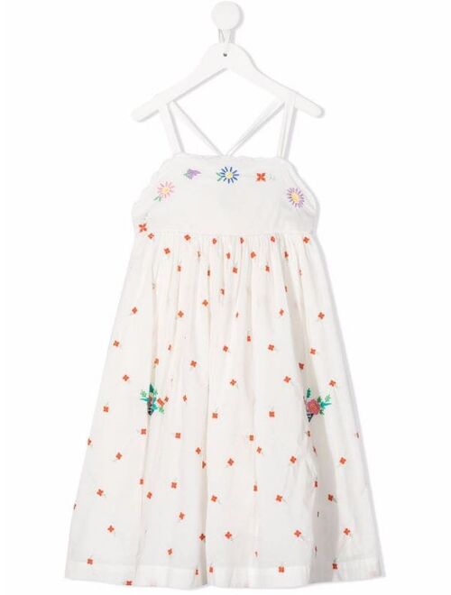 Stella McCartney Kids floral-embroidered pinafore dress